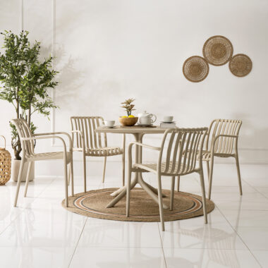 Dino Outdoor Dining 4 Seater Set – Beige