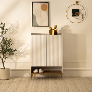 Fiona Shoe Cabinet -White & Gold