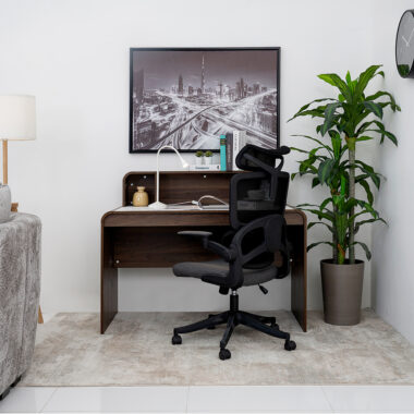Kingdon Study Desk Walnut & White