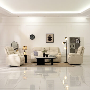 Manhattan Electric Recliner Sofa Set -Beige