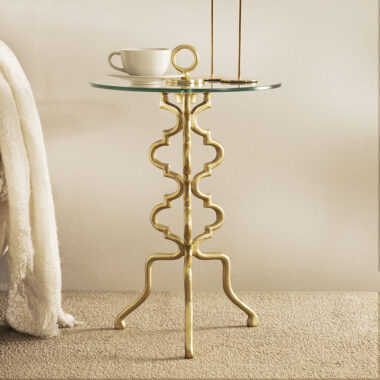 Mihrab Accent Table Glass Top -Gold