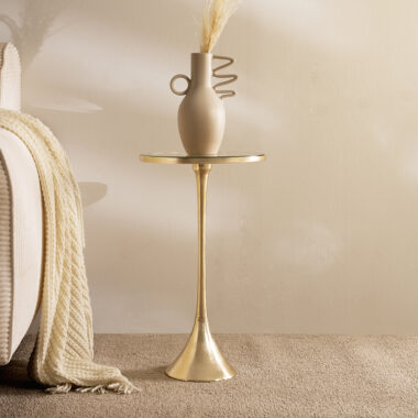 Moroccon Pedestal Table Glass Top -Gold
