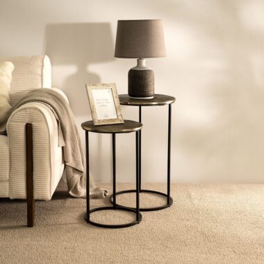 Ribbed Accent Nest of Tables -Antique Gold