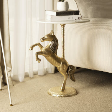 Stalliaon Accent Table Marble Top -Gold White
