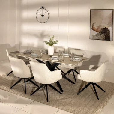 Varna Dining Set 6-Seater -Sand