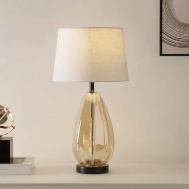 Avero Glass Base Table Lamp -Amber -56cm