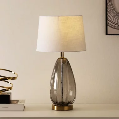 Avero Glass Base Table Lamp Grey -56cm