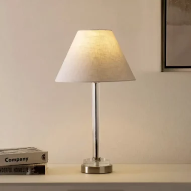 Avero Glass Base Table Lamp Silver -53cm