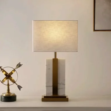 Avero Marble Table Lamp White -60cm