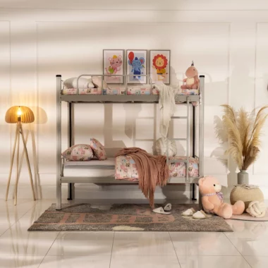 Sabas Metalic Bunk Bed -White Grey