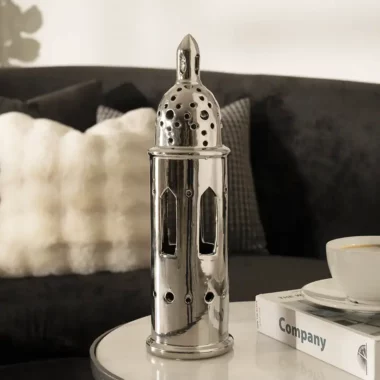 Delyn Ceramic Silver Lantern -34.2 cm