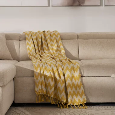 Heston Cotton Mustard Throw 130×170 cm