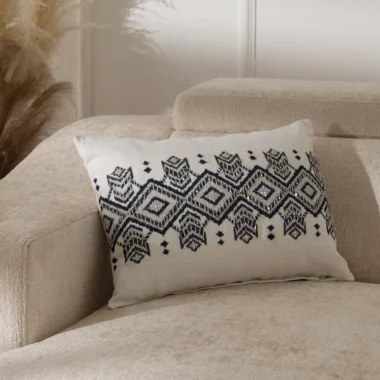 Heston Embroidered Black and White Cushion 35×50cm