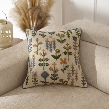 Heston Embroidered Cushion 45x45cm -Multicolored