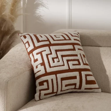 Heston Embroidered Geo Cushion 45x45cm -Tan
