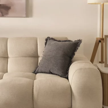 Heston Stonewash Cushion 45x45cm -Charcoal