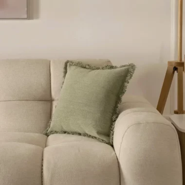 Heston Stone Wash Cushion 45x45cm -Green