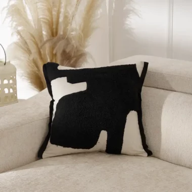 Heston Tufted Cushion 45x45cm -Black and White