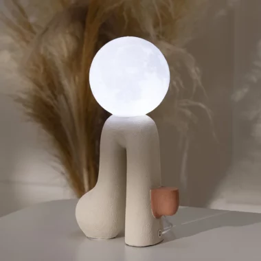Rabaque Polyresin Terracota Biege USB table lamp 15.5x7x30cm