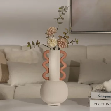 Rabaque Polyresin Terracota Biege Vase 19X19X36Cm