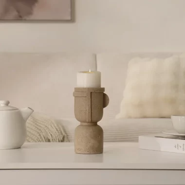 Rabaque Travertine Candle Holder 12×10.5x20cm
