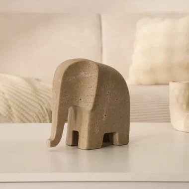 Rabaque Travertine Elephant Accent 20x10x19.5cm