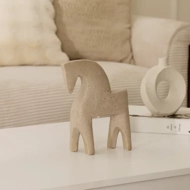 Rabaque Travertine Horse Accent 17X6X23Cm