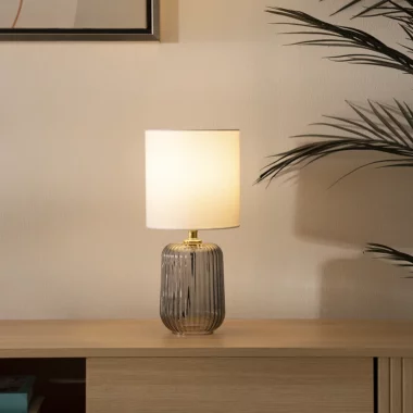 Tria Glass Table Lamp -Grey -36.5CM