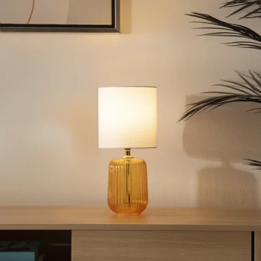 Tria Glass Table Lamp Amber -36.5CM