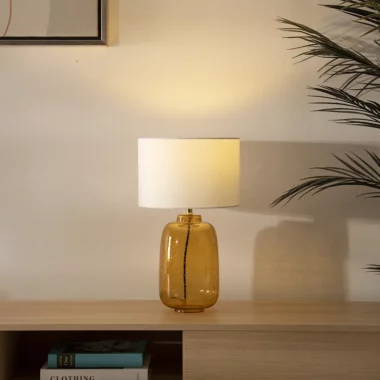 Tria Glass Table Lamp Amber -46.5CM