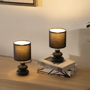 Tria Set Of 2 Ceramic Table Lamp Black 12X12X23Cm