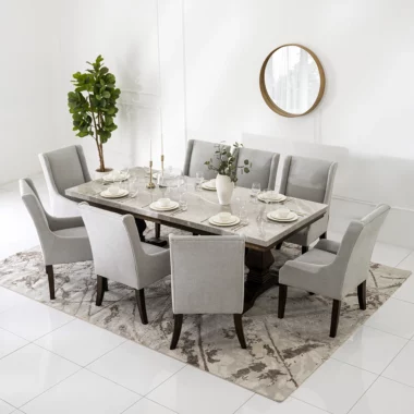 Mercury Marble Dining Set 8-Seater Grey