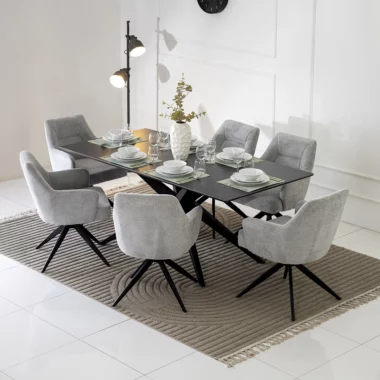 Varna Dining Set 6-Seater -Dark Grey