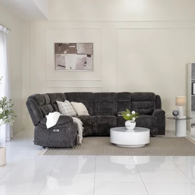 Elon Corner Sofa – E-Recliner -Dark Grey