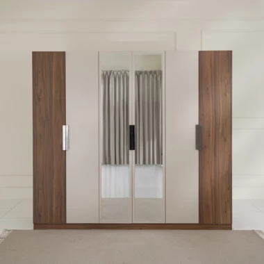 Ocean 6 Door Wardrobe – Walnut & Grey