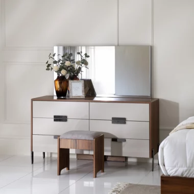 Ocean Dresser with Mirror – Walnut and Grey