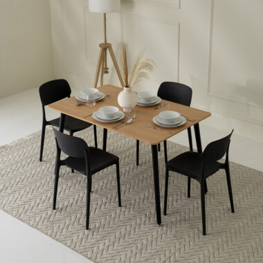 Tia Dining Set Oak & Black