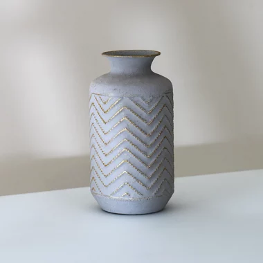 Laive Metal Texture Vase White Gold 16*16*31 Cm