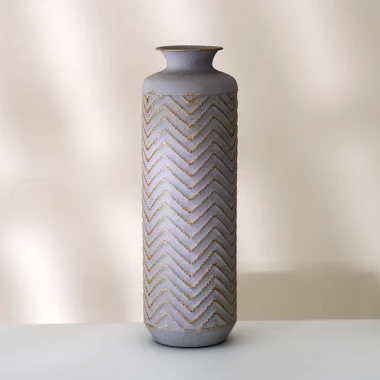Laive Metal Texture Vase White Gold 16*16*51 Cm