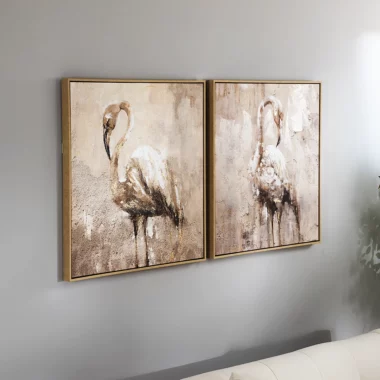 Elm Set of 2 Framed Canvas Wall Art 82.6×4.3×82.6cm