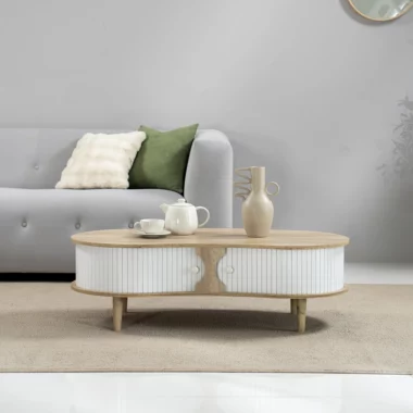 Curve Coffee Table Col Grey/White & Oak