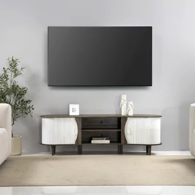 Curve 180 Cms TV Unit Col Grey/Oak & White