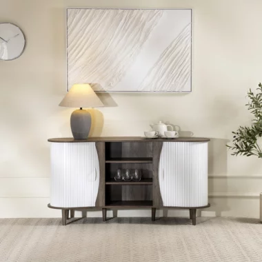 Curve Sideboard Col Grey/Oak & White