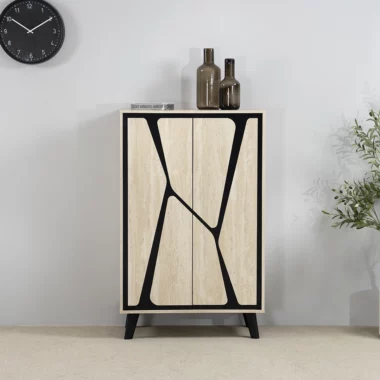 Elantra Shoe Cabinet Col Ivory & Black