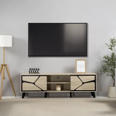 Elantra Tv Unit 180Cms – Ivory & Black