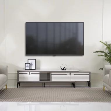 Eyfel Extendable Tv Unit 220 Cm – Offwhite/Taupe