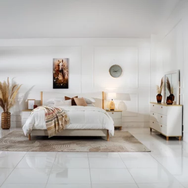Lyon 4 Piece Bed Room Set W/O Wardrobe 200*180 Col White