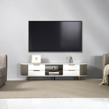 Malcolm Tv Unit Col White & Champagne
