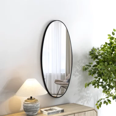 Novo Metal Wall Mirror Black -40X2.8X68cm