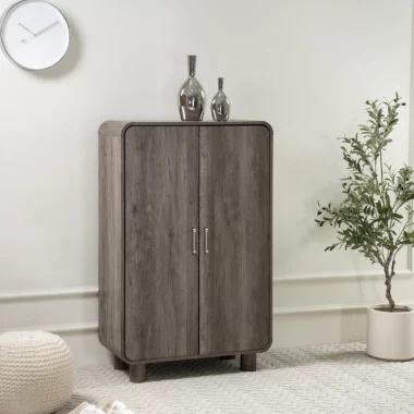 Runto 2 Door Shoe Cabinet Col Grey & Oak